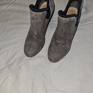 Clarks Charcoal Suede Ankle Booties